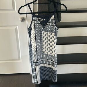 Patterned blue and white dress